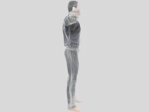 low poly man in blue shirt rigged 3D Model