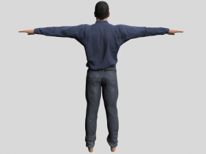 low poly man in blue shirt rigged Model 3D