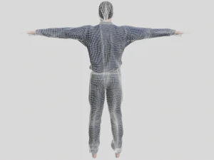 low poly man in blue shirt rigged 3D Model