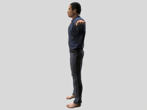 low poly man in blue shirt rigged 3D Model