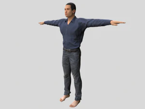 low poly man in blue shirt rigged 3D Model