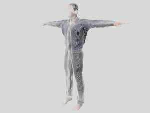 low poly man in blue shirt rigged Model 3D