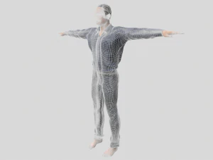 low poly man in blue shirt rigged 3D Model