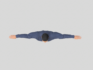 low poly man in blue shirt rigged Model 3D