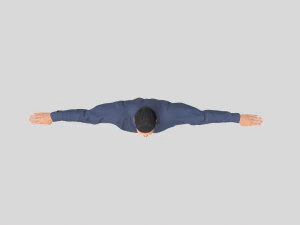 low poly man in blue shirt rigged 3D Model