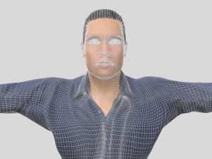 low poly man in blue shirt rigged Model 3D