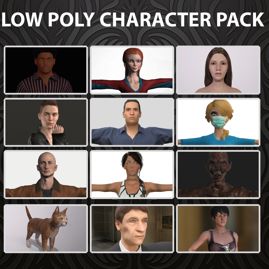 lowpoly character pack 3D Model .c4d .max .obj .3ds .fbx .stl .blend 