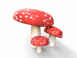 Red Mushrooms 3D Model