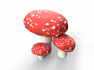 Red Mushrooms 3D Model
