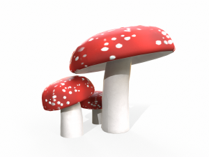 Red Mushrooms 3D Model