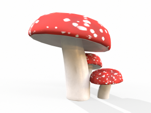 Red Mushrooms 3D Model