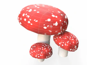 Red Mushrooms 3D Model