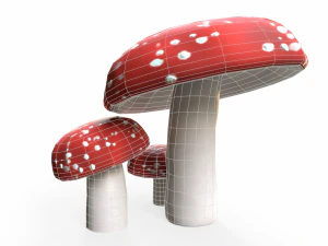 Red Mushrooms 3D Model