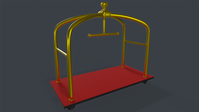 Hotel Luggage Trolley Model 3D .c4d .max .obj .3ds .fbx .stl .blend 