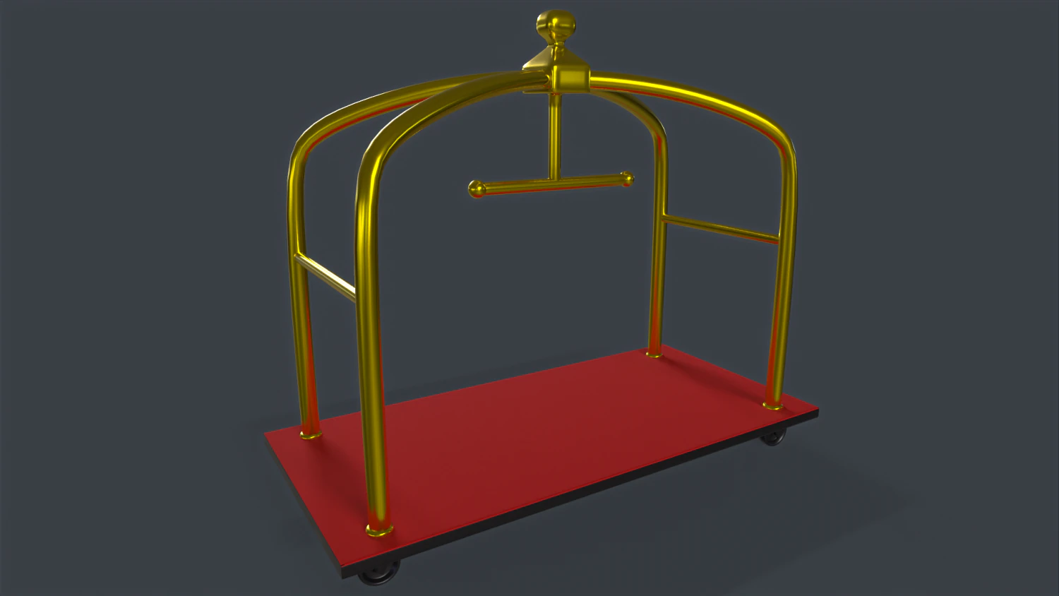 Hotel Luggage Trolley 3D Model .c4d .max .obj .3ds .fbx .stl .blend 