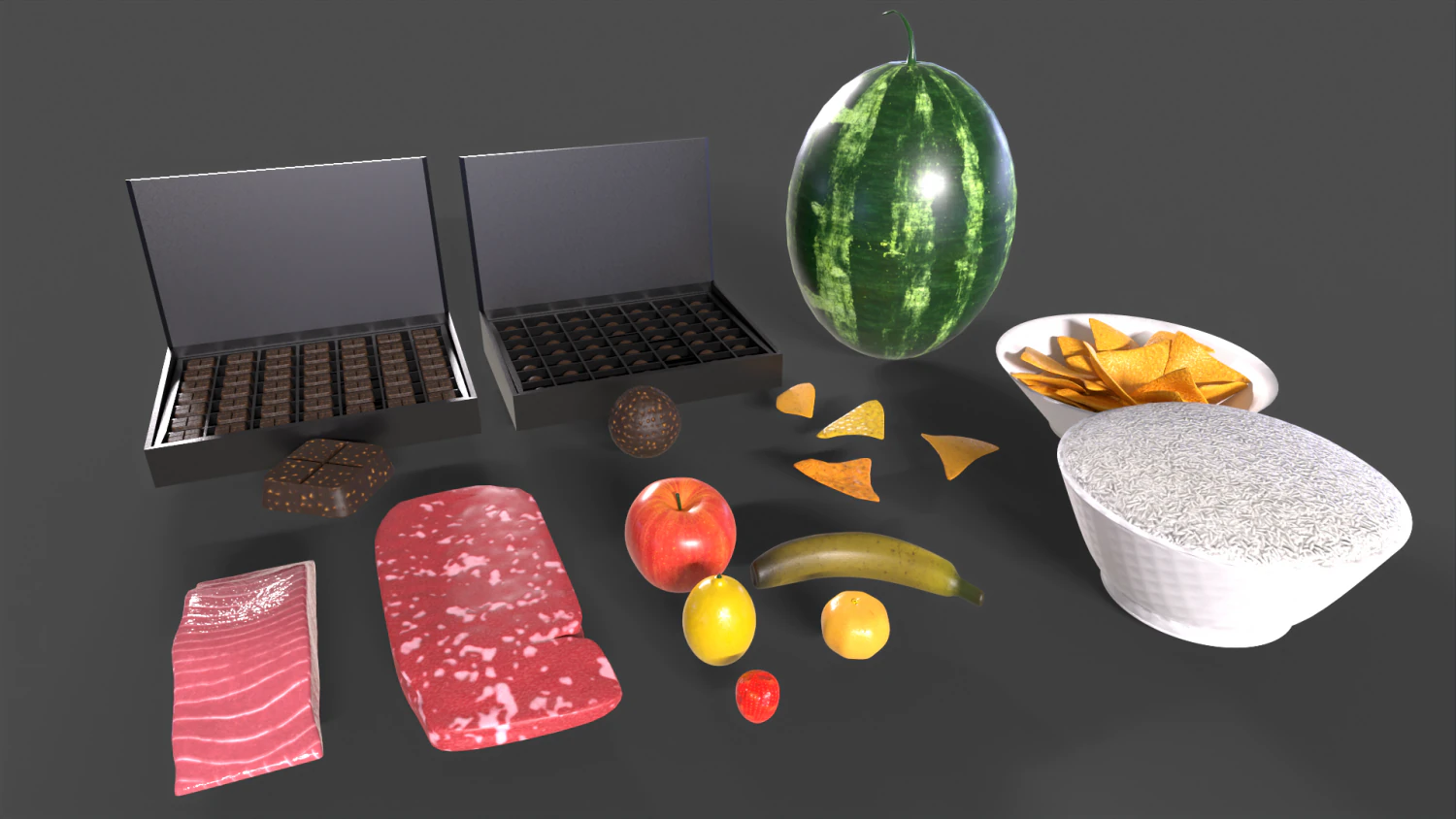 Vegetable Foods Meats and Others Collection 3D Model .c4d .max .obj .3ds .fbx .stl .blend