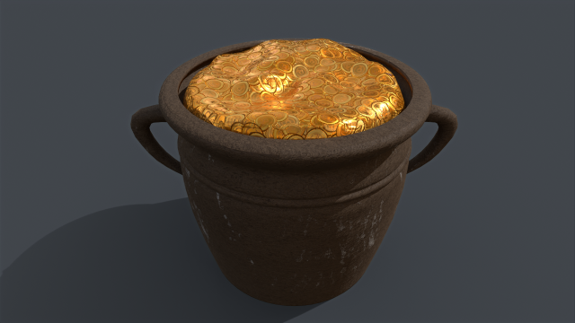 Pot of Gold 3D Модель .c4d .max .obj .3ds .fbx .stl .blend 