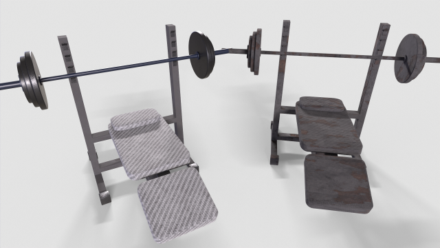 Bench Press Rusty and Normal 3D 模型 .c4d .max .obj .3ds .fbx .stl .blend 