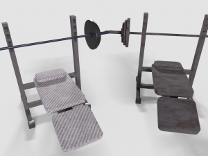 Bench Press Rusty and Normal 3D Model