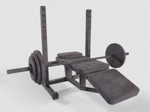 Bench Press Rusty and Normal 3D 模型