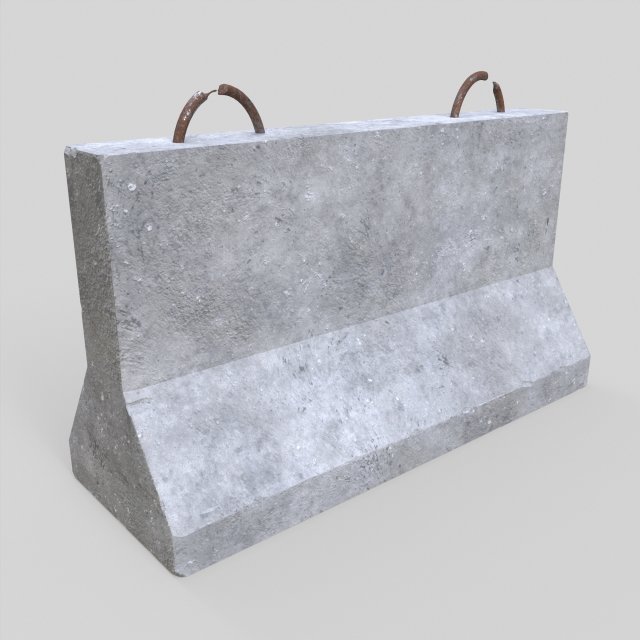 Concrete Barrier 3D Model .c4d .max .obj .3ds .fbx .stl .blend