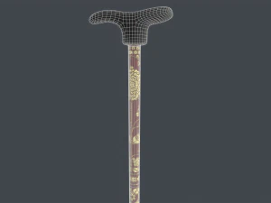 Wooden Walking Stick 3D Model