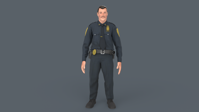Police Man 3D Модель .c4d .max .obj .3ds .fbx .stl .blend 