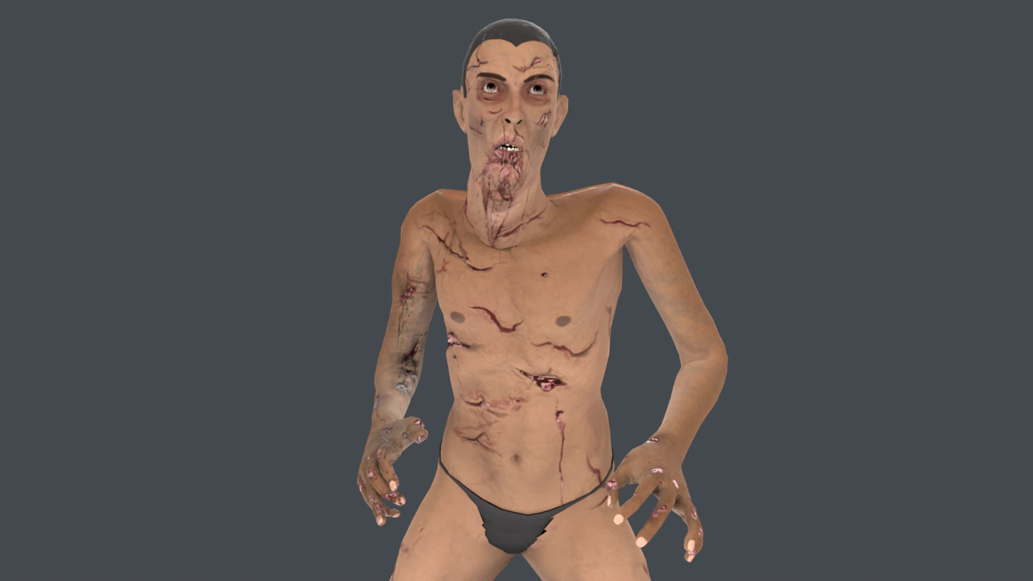 Biter Zombie Rigged Character 3D Model .c4d .max .obj .3ds .fbx .stl .blend 