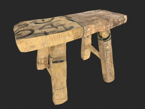 Wooden Stool 3D Model