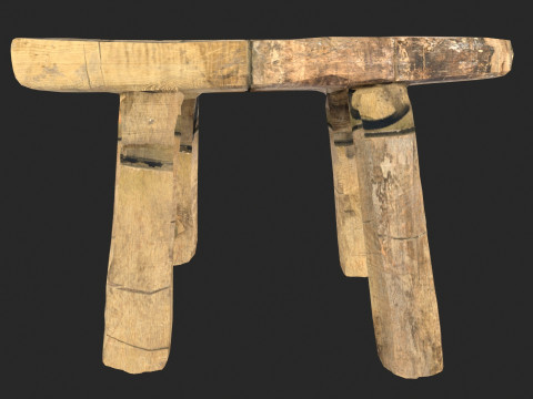 Wooden Stool 3D Model