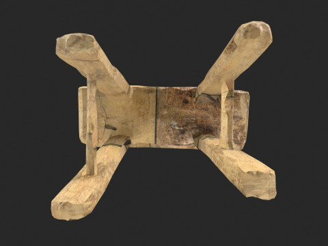 Wooden Stool 3D Model