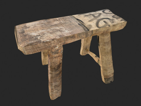 Wooden Stool 3D Model