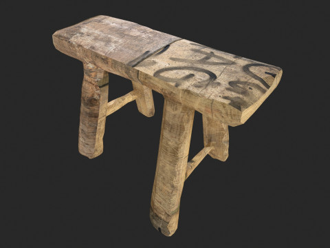 Wooden Stool 3D Model