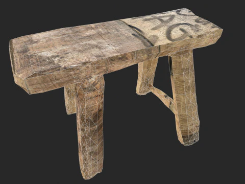 Wooden Stool 3D Model