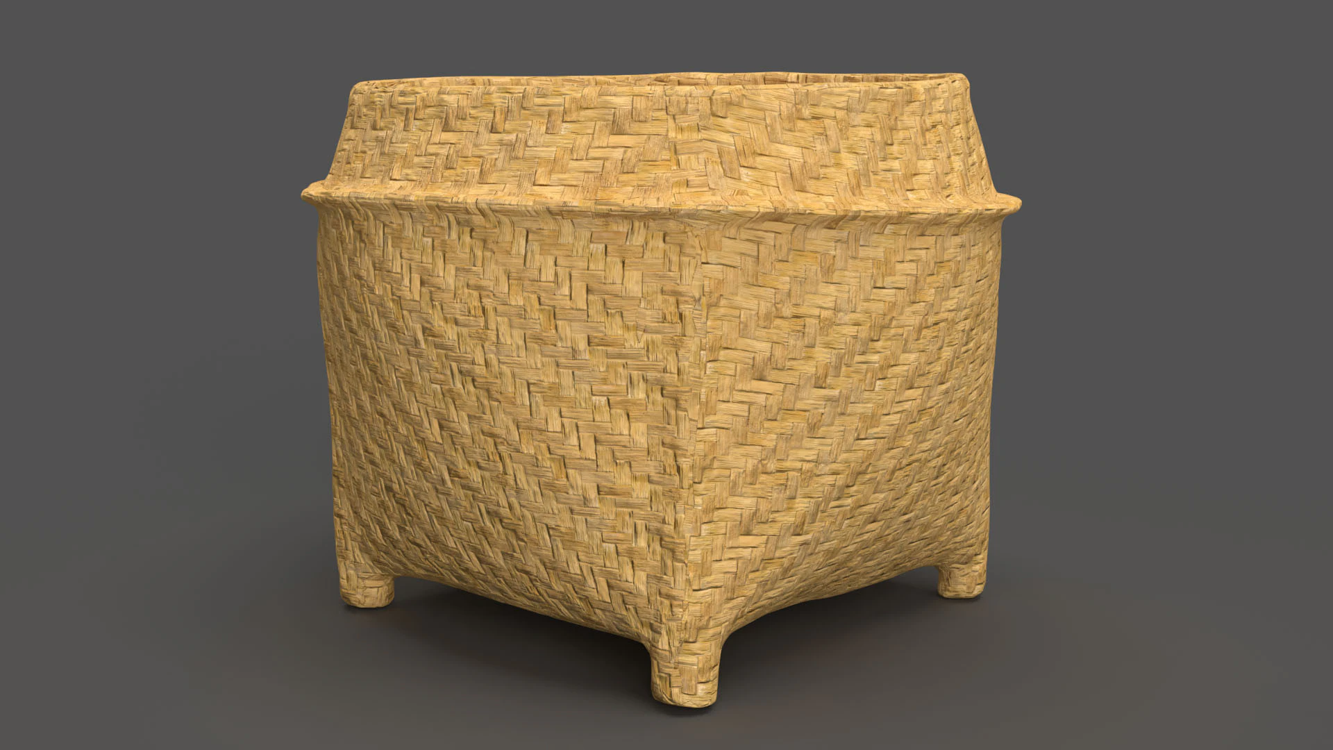 Wicker Basket 3D Model .c4d .max .obj .3ds .fbx .stl .blend 