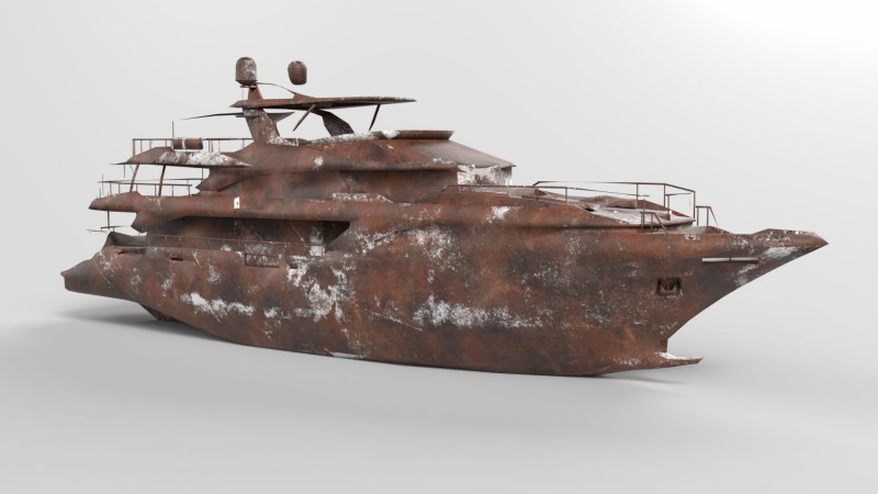 Shredded Scrap Yacht Model 3D .c4d .max .obj .3ds .fbx .stl .blend