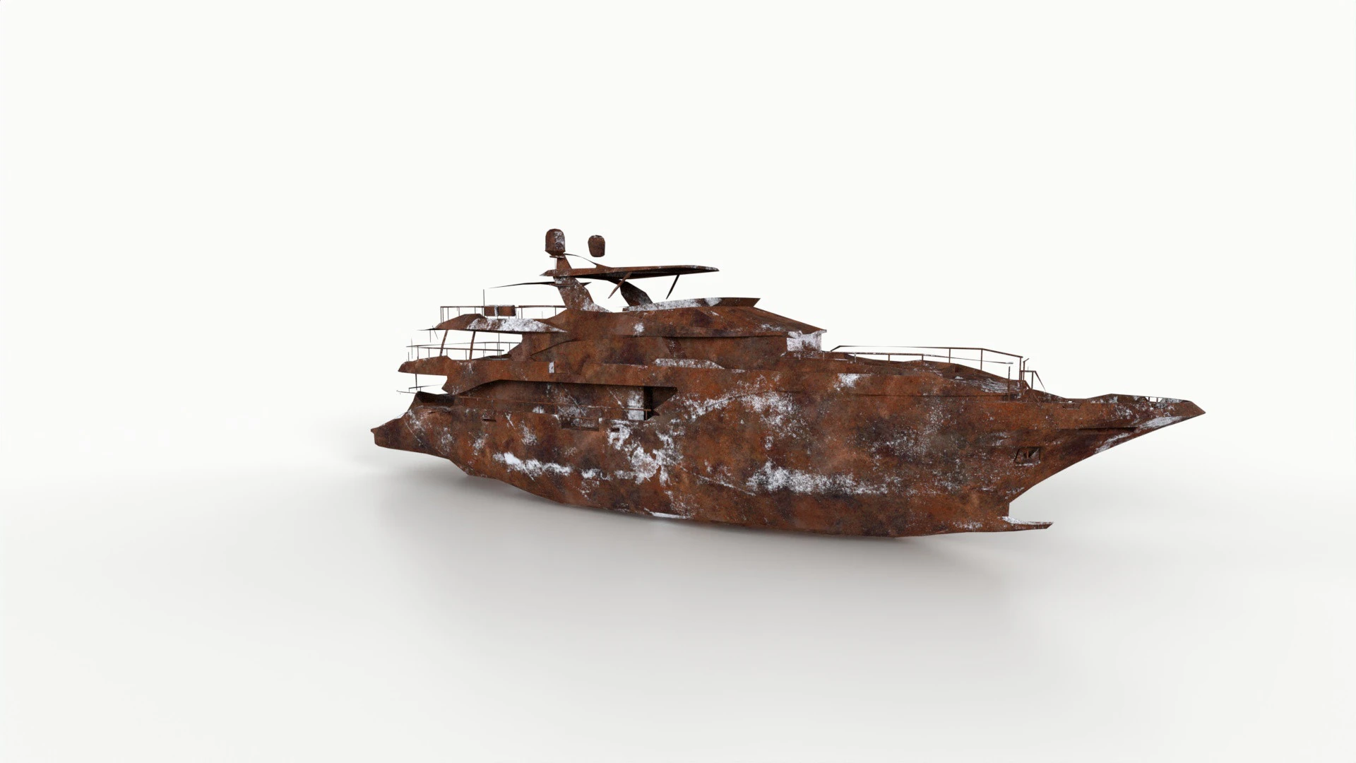 Shredded Scrap Yacht 3D Print Model .c4d .max .obj .3ds .fbx .stl .blend