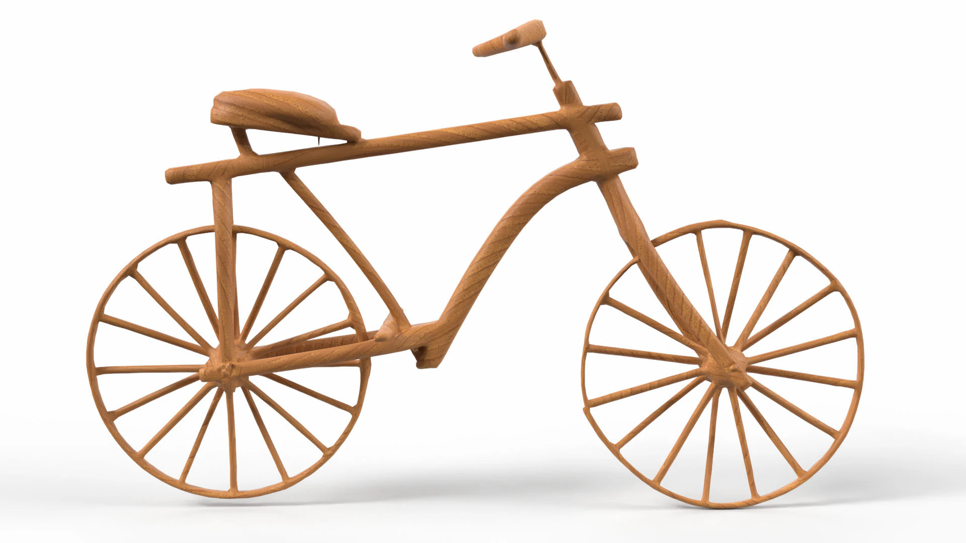 Wooden Old Vintage Bicycle 3D Model .c4d .max .obj .3ds .fbx .stl .blend 