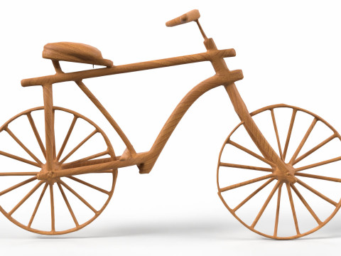 Wooden Old Vintage Bicycle 3D Model
