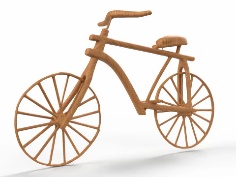 Wooden Old Vintage Bicycle 3D Model