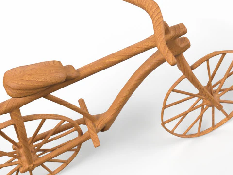 Wooden Old Vintage Bicycle 3D Model