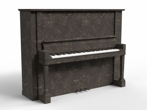Glossy Wood Veneer Grand Piano Modello 3D