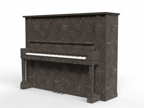 Glossy Wood Veneer Grand Piano 3D Модель