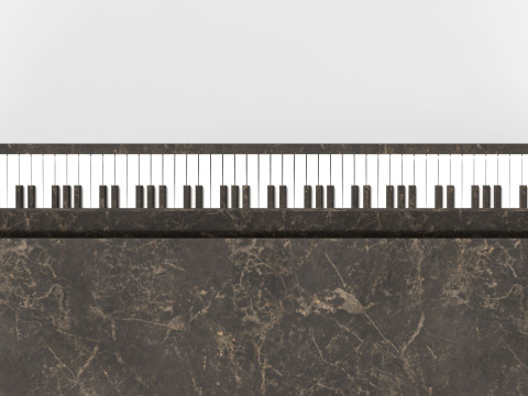 Glossy Wood Veneer Grand Piano 3D Модель