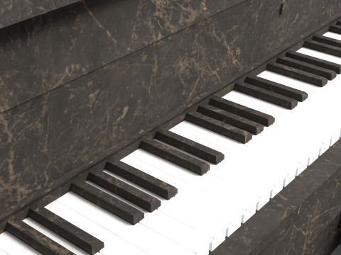 Glossy Wood Veneer Grand Piano 3D Модель