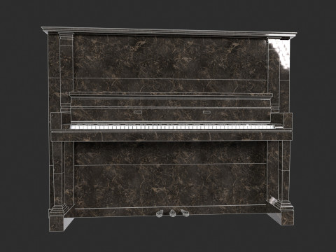 Glossy Wood Veneer Grand Piano 3D Модель