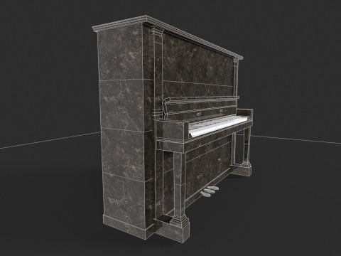 Glossy Wood Veneer Grand Piano 3D Модель
