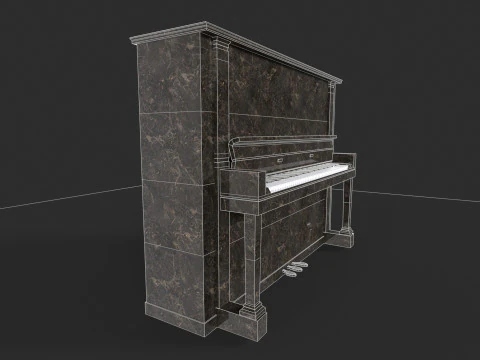 Pianoforte a coda in legno impiallacciato lucido Modello 3D