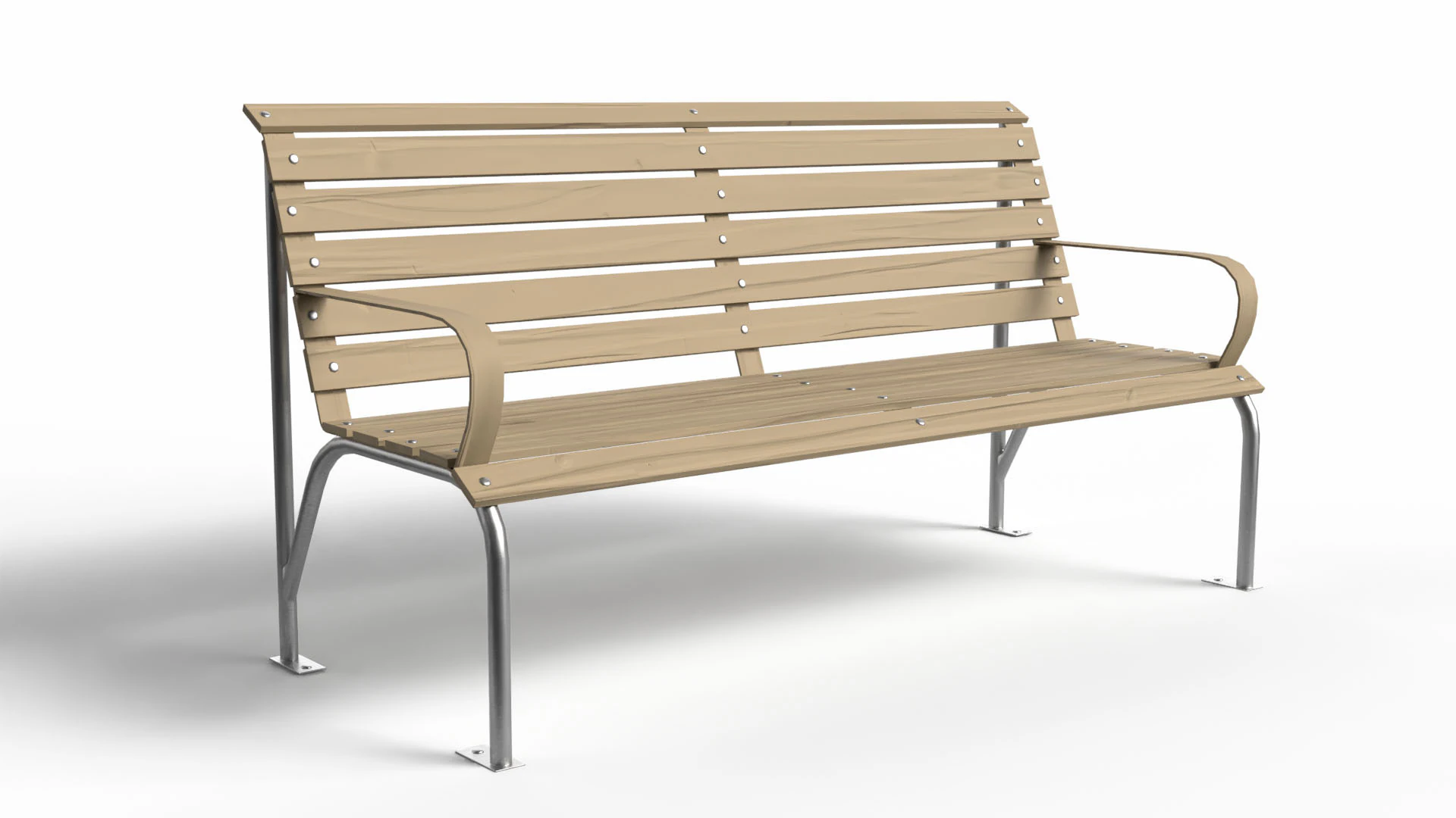 Realistic Park Bench 3D Model .c4d .max .obj .3ds .fbx .stl .blend
