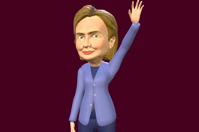 hillary clinton caricature low poly rigged 3D Модель .c4d .max .obj .3ds .fbx .stl .blend 